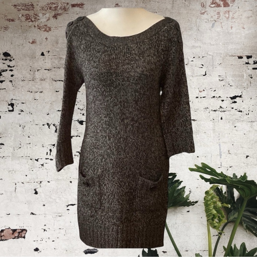 $ 5 $ add on Pink Rose marled black/ gray/ white knit sweater mini dress tunic